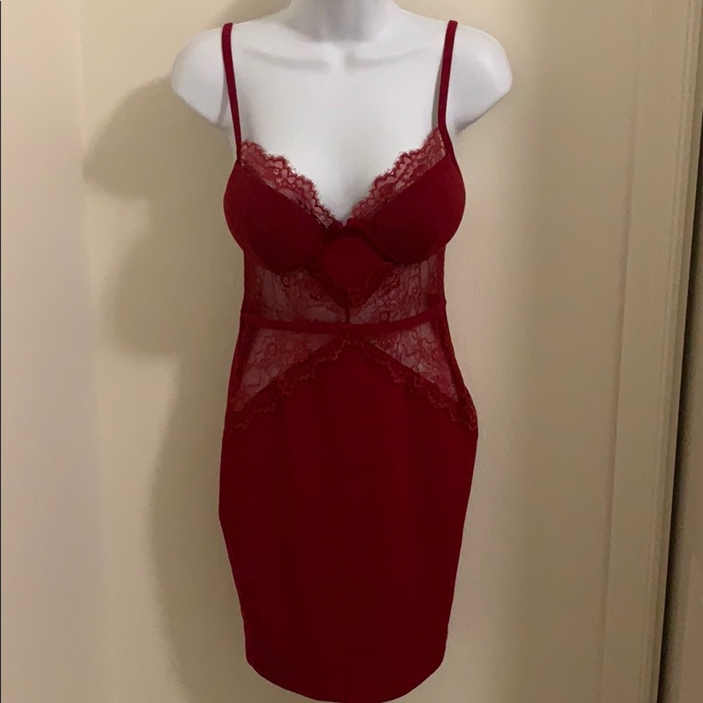 Sexy Deep Red Lace Dress